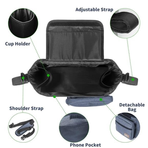 Universal Stroller Organizer, Stroller Large Storage Bag with Cup Holder - Picture 6 of 7
